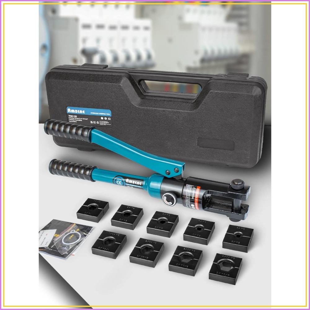 Tool Set - コンパクト油圧圧着工具 8-4/0 AWG ケーブルラグ用ダイセット9個付き