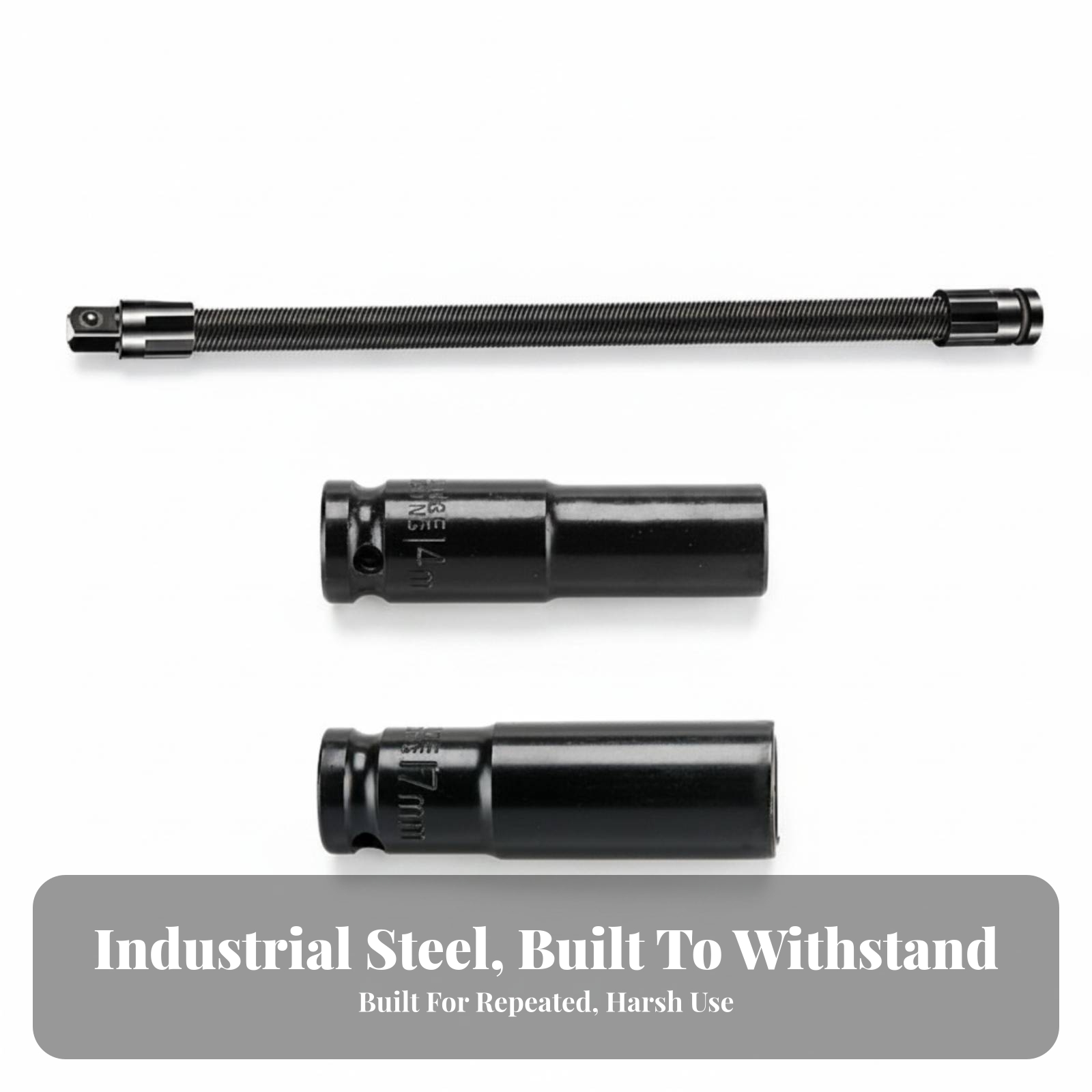 Socket Wrench - インパクトレンチアダプター リブ付きフレキシブルソケットエクステンションバー フレキシブルソケットアダプター ロック溝付きウォブルエクステンションバー メタル