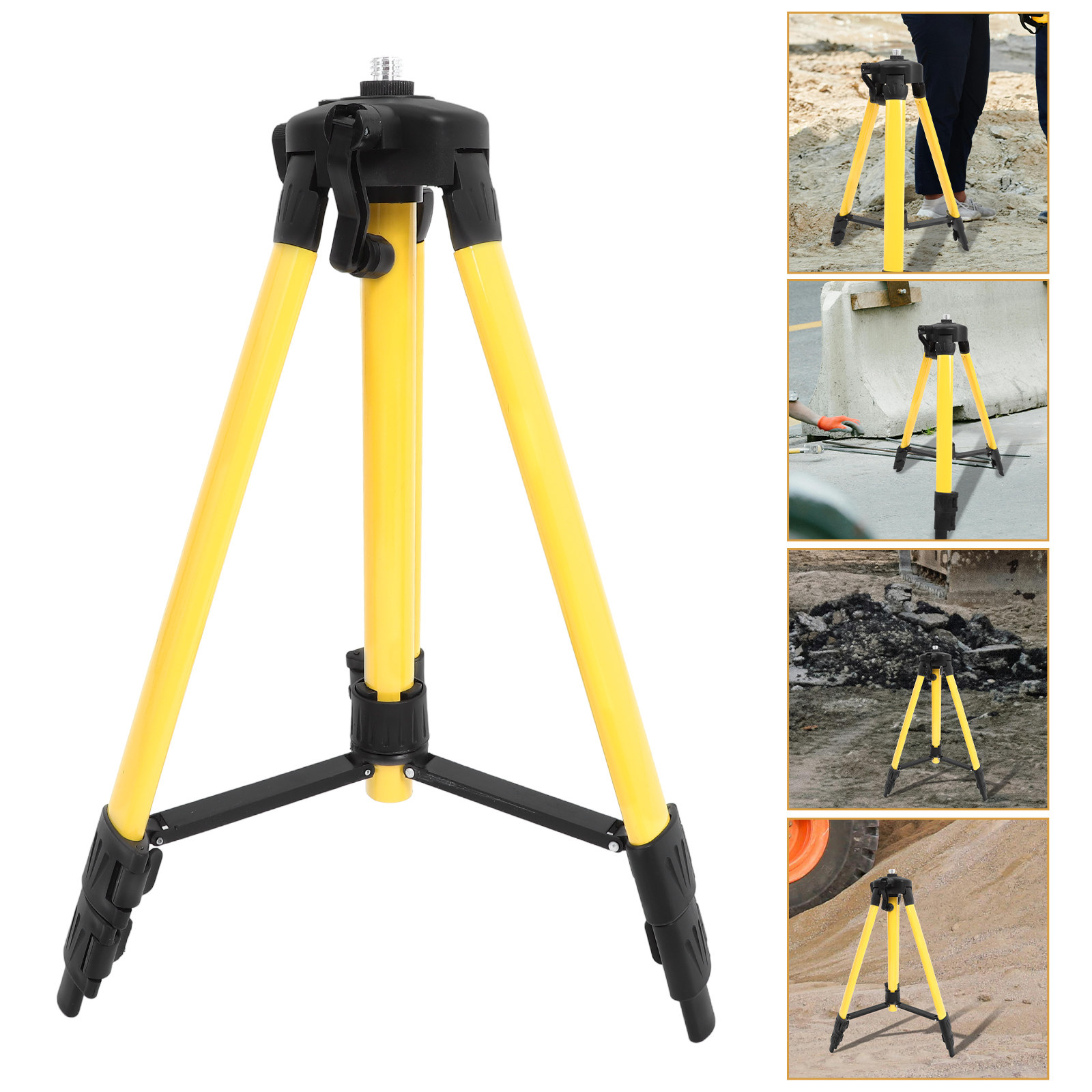Spirit Level - 1個入り、スチール製水平器、三脚、黄色ナイロン製サポートロッド、耐荷重50kg、スムーズな高さ調整が可能、傾斜計ホルダー。