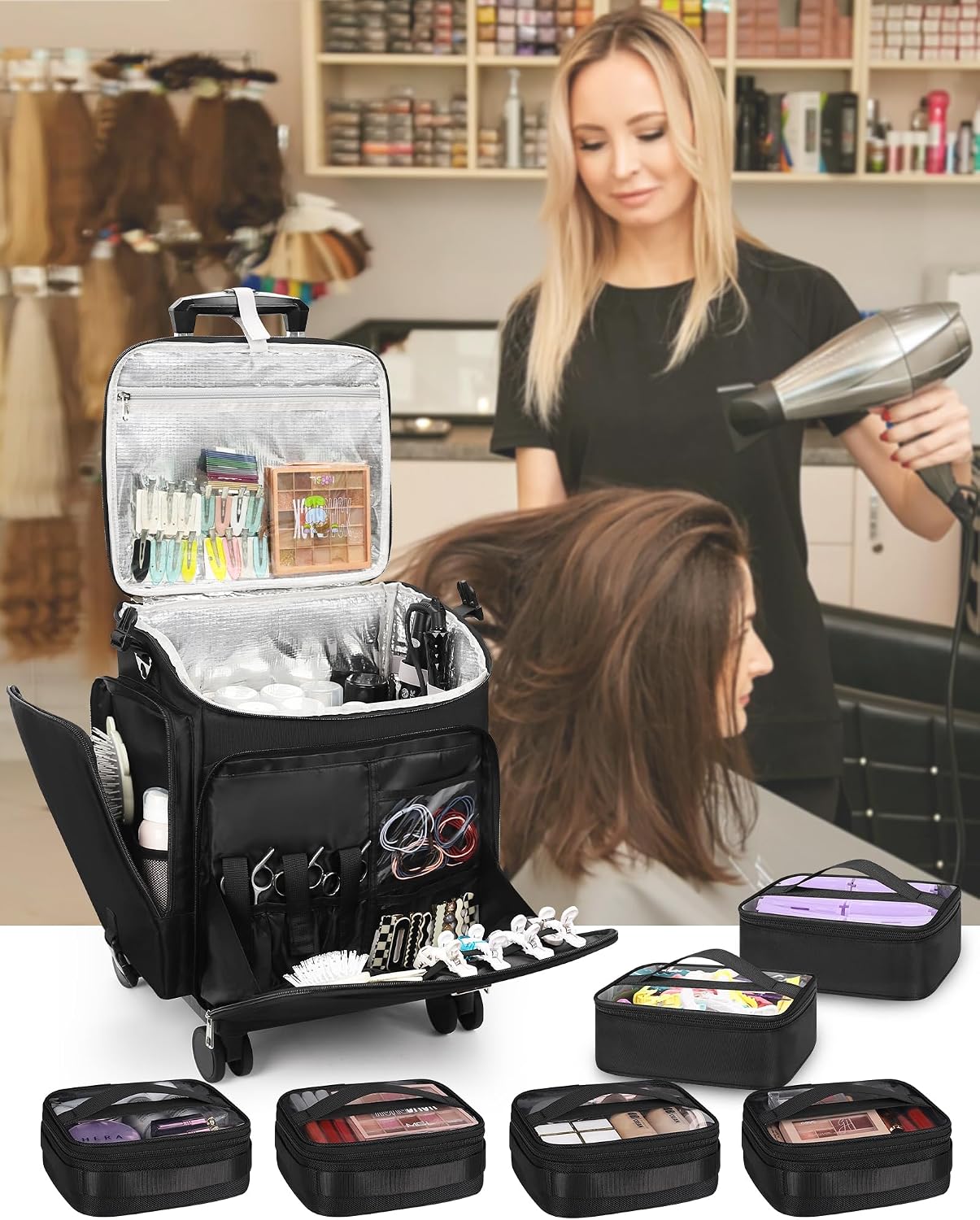 ローリングメイクアップケース ヘアツール トラベルバッグ キ - Tool Bag のレビューと価格