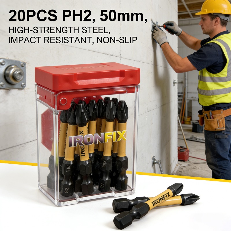 耐久性に優れたPH2ドライバービット20個入り。高硬度S2鋼 - Screwdriver Set のレビューと価格