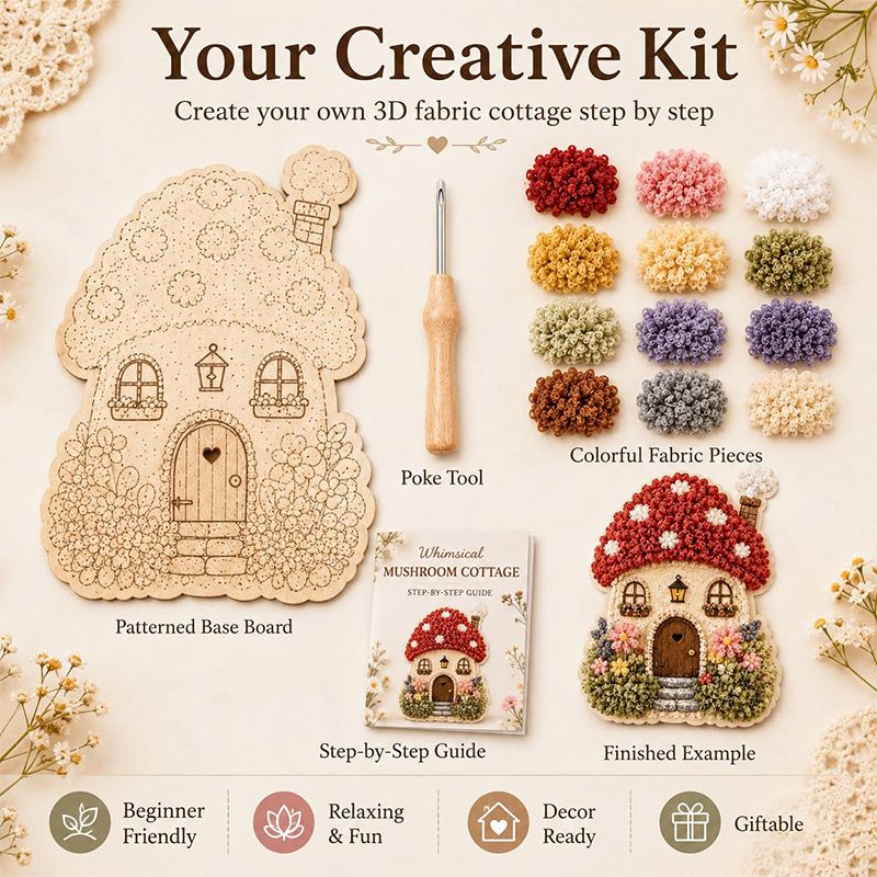 3Dマッシュルームハウス ポケアート DIYキット 布製パン - Tool Set のレビューと価格